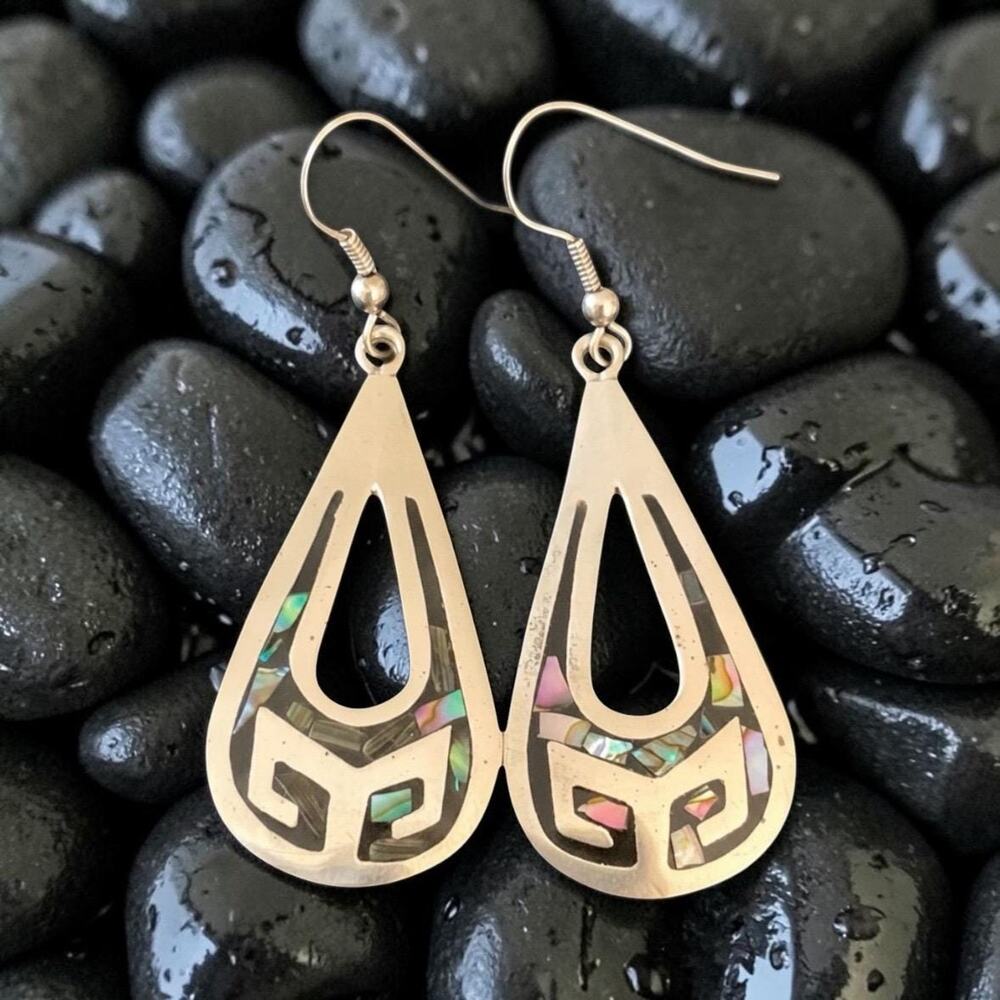 Taxco Silver Teardrop Dangle Earrings - 925 silver